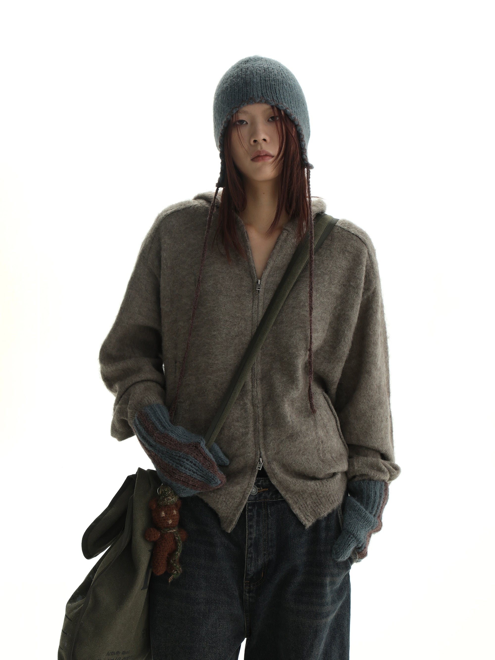 MASONPRINCE Knit Sweater Oversized Side Line One Point Logo