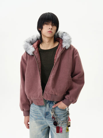 77Fight Retro colors Fur Jacket