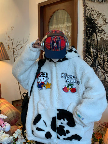 c2 All Over Cow Print Zipper Jacket