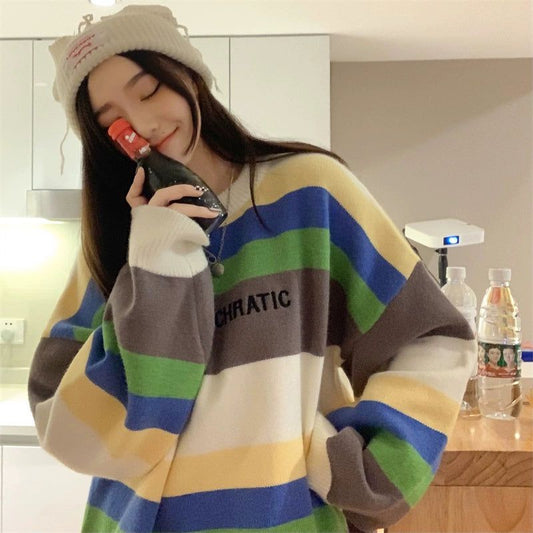 YDS Retro Cozy Striped Sweatshirt