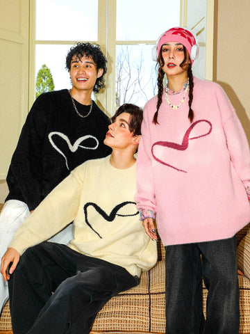 MANYSTON Hand Drawn Heart Sweater