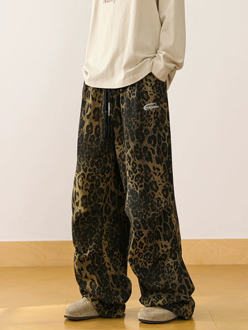 Manyston Leopard Print Casual Trousers