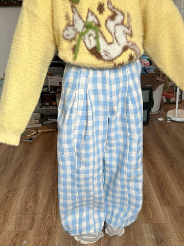 c2 Blue Checkered Thick Pants