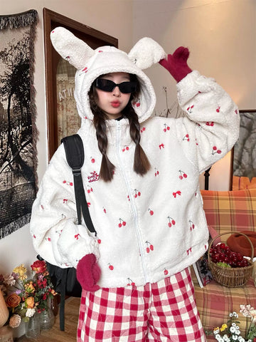 c2 Bunny Ear Embroidered Cherry Jacket
