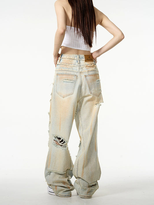 77Fight Loose Ripped Jeans
