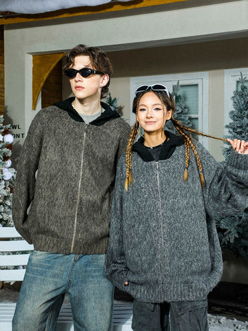 MANYSTON Heathered Zip Cardigan