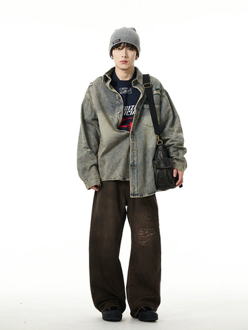 77Fight Retro Button-down Denim Jacket