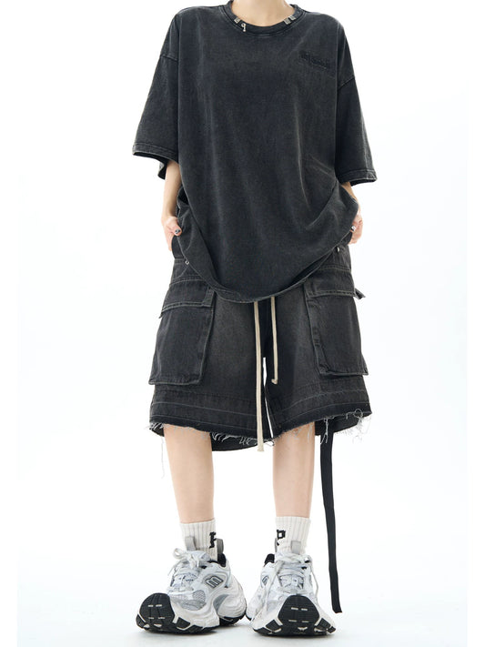DSTR Drawstring Pocket Denim Shorts