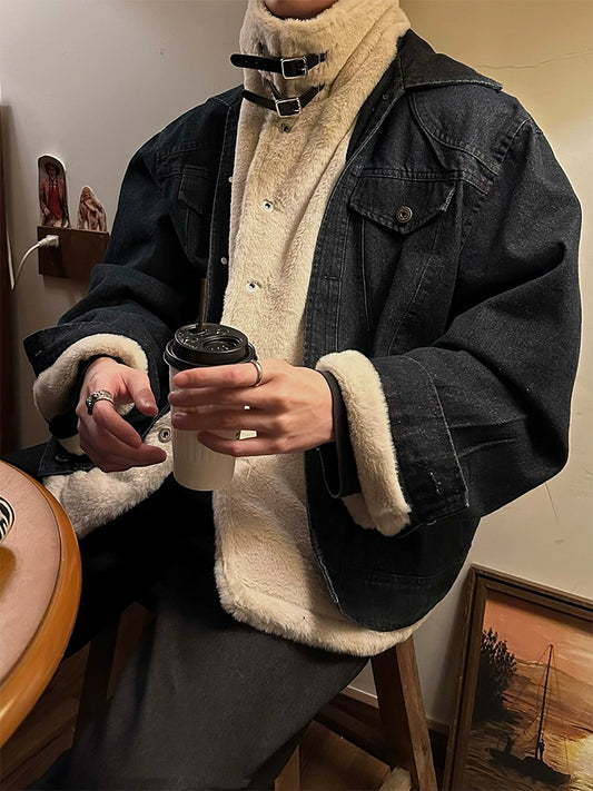 JM Fake Two Lamb Jean Jacket