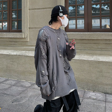 FATEE Loose Ripped Sweater