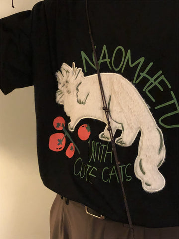 Nagawl Cat with Tomatoes Tee