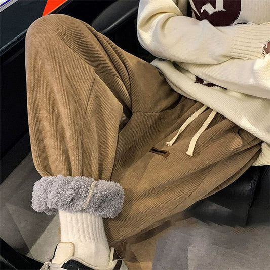 TIA Corduroy Straight Thickened Sweatpants