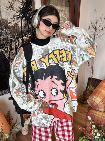 c2 Comic Cartoon Printed Sweater