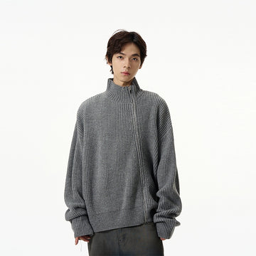 77Fight Oblique Zipper Sweater