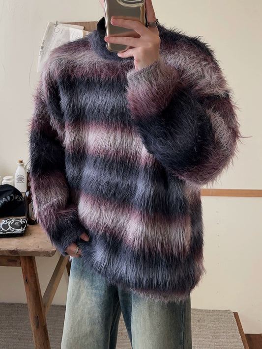 JM Gradient Striped Fuzzy Sweater