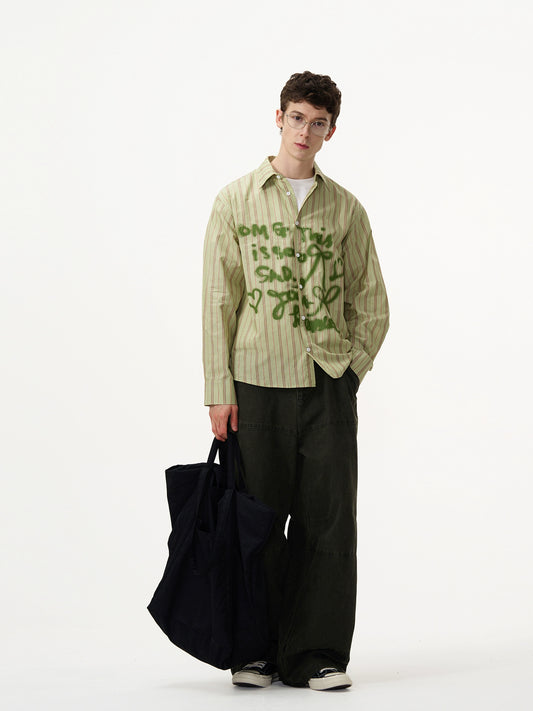 Madwitch Graffiti Striped Shirt
