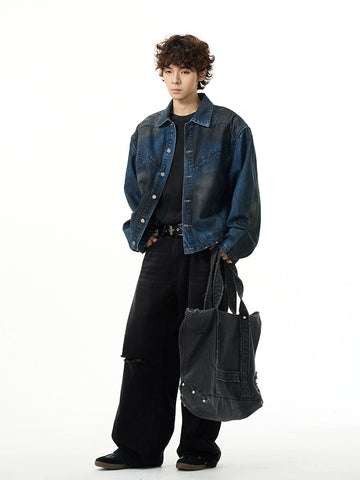 77Fight Smudged Denim Jacket