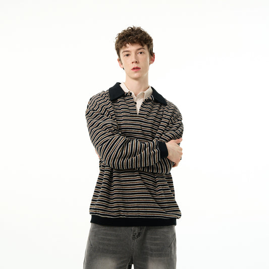 Madwitch Retro Fake Two-piece Striped Shirt