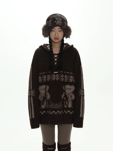 MASONPRINCE Vintage Bear Knit Hoodie