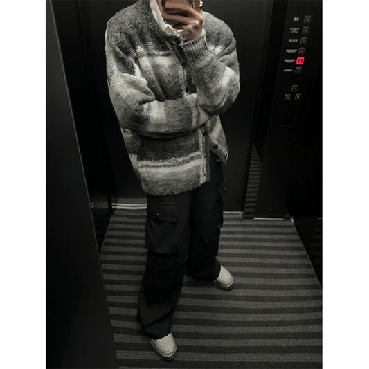 JM Retro Striped Velvet Cardigan