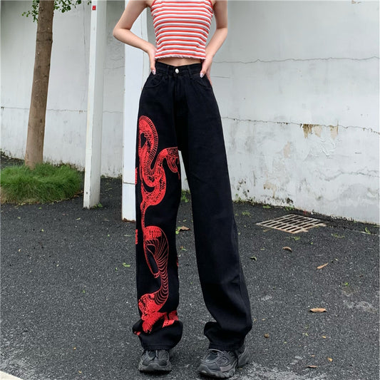 Mage Red Python Jeans