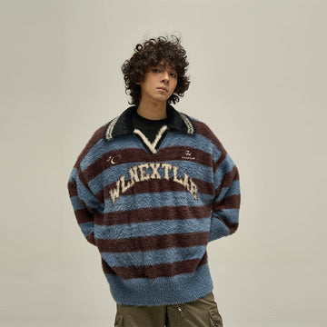 77Fight Vintage Fuzzy Striped Sweater