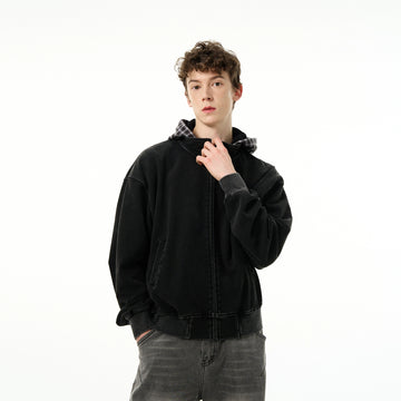 Madwitch Plaid Fake Two-piece Hoodie