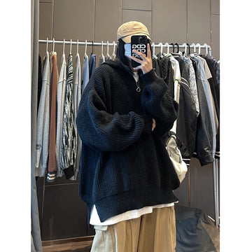Loose Knit Pullover Hoodie