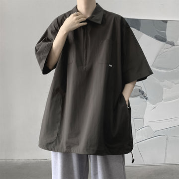 Retro Zipper Wide-sleeve Shirt