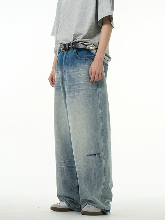 77Fight Straight Ripped Wide Jeans