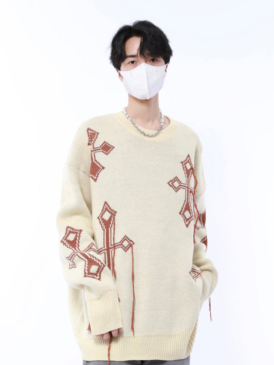 Mage Distressed Crosses Sweater