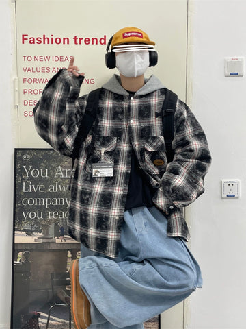 Jusho Plaid Hooded Jacket