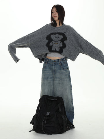 MASONPRINCE Vintage Double-face Bear Sweater
