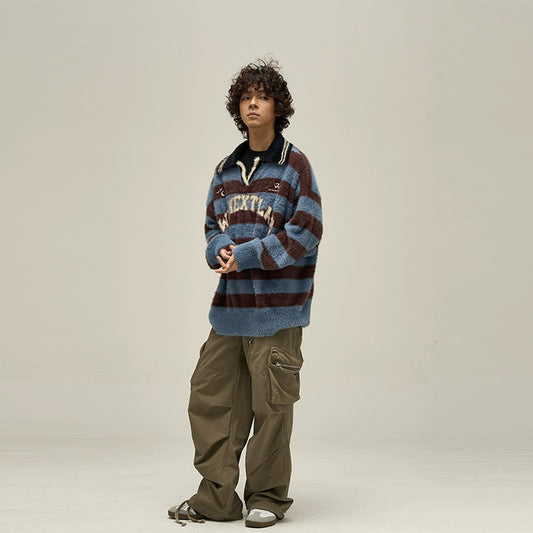 77Fight Vintage Fuzzy Striped Sweater