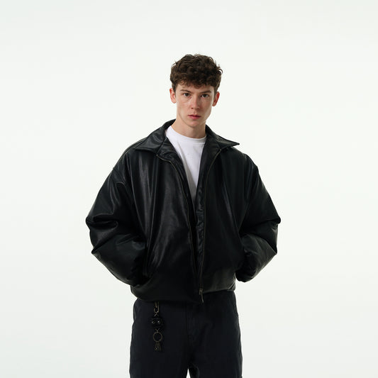 Madwitch Leather Puffer Jacket