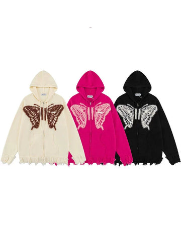 KKYES Butterfly Zip-up Hoodie
