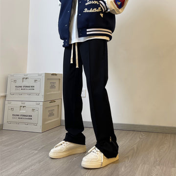 Drawstring Side Zipper Trousers