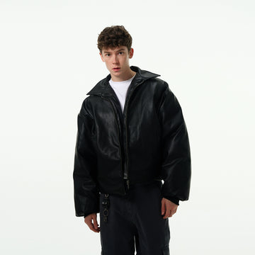 Madwitch Leather Puffer Jacket