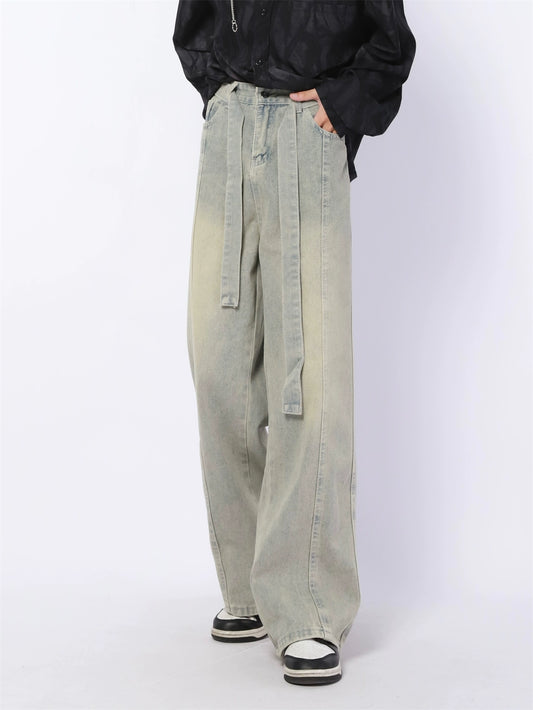 Mage Washed Wide Leg Jeans w/ Belt