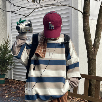 Jusho Loose Striped Crewneck Sweater