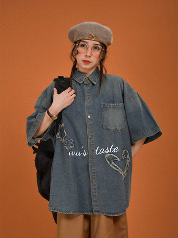 c2 Retro Short Sleeves Denim Shirt