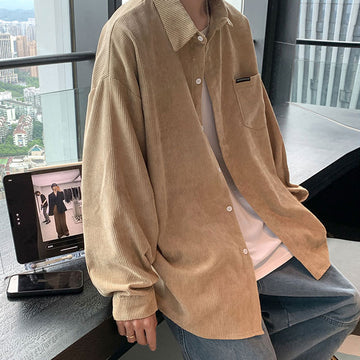 Corduroy Long-Sleeved Retro Shirt