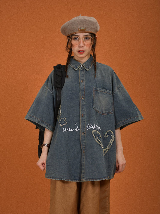 c2 Retro Short Sleeves Denim Shirt
