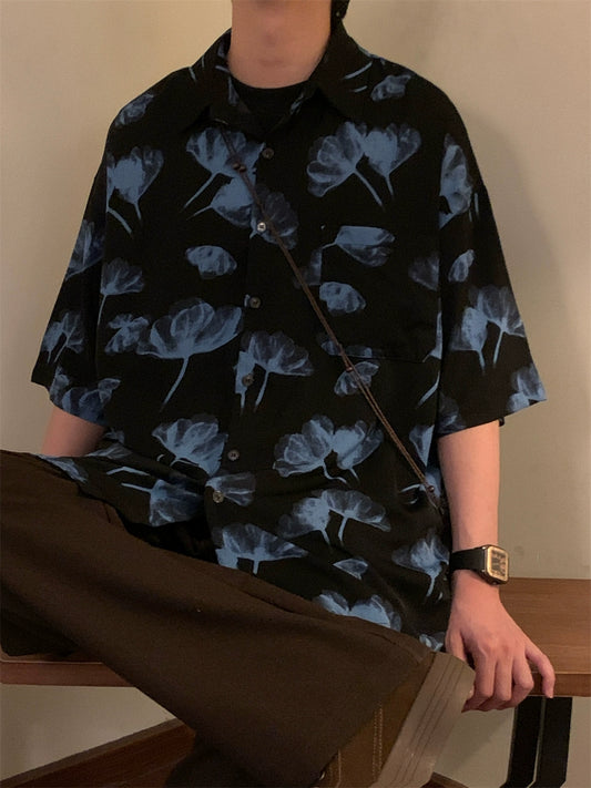 Nagawl Vintage Blue Flowers Shirt