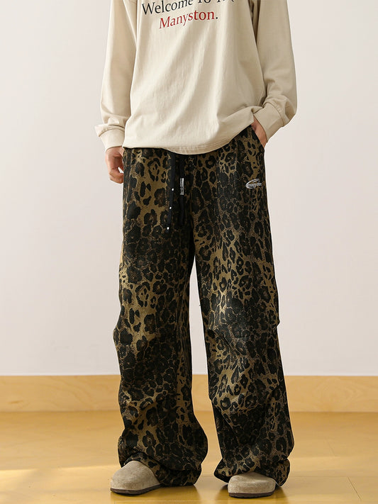 Manyston Leopard Print Casual Trousers