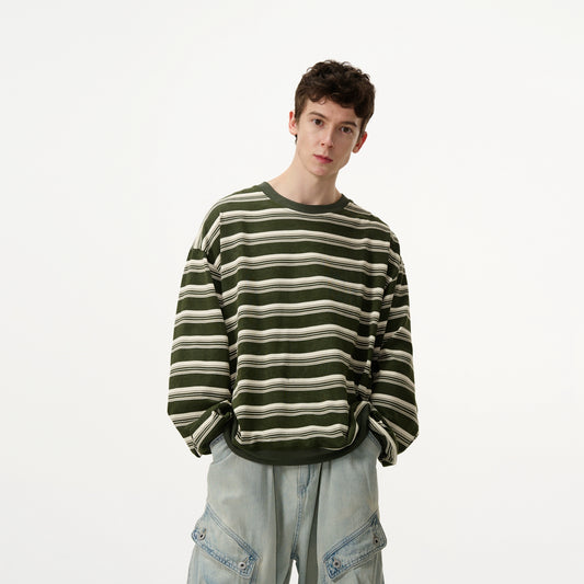 Madwitch Lazy Style Striped Crewneck Sweater