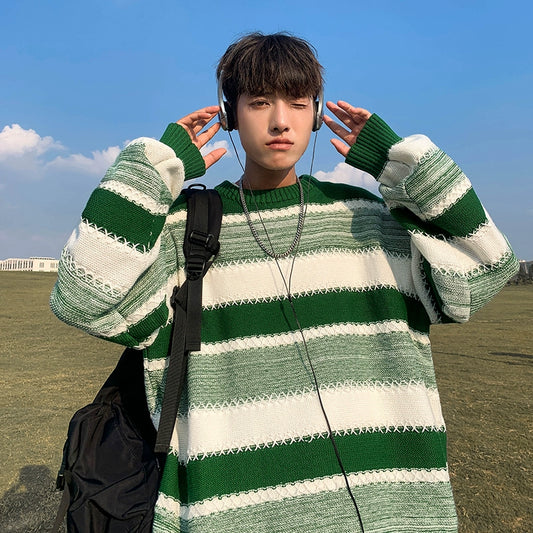 v37 Vintage Crewneck Striped Sweater
