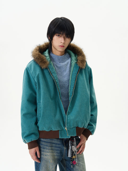 77Fight Retro colors Fur Jacket