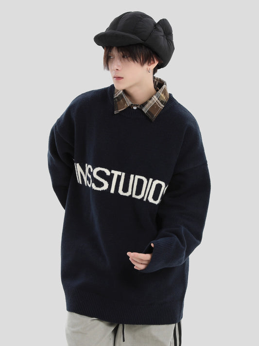 INS Jacquard Logo Crew Neck Sweater