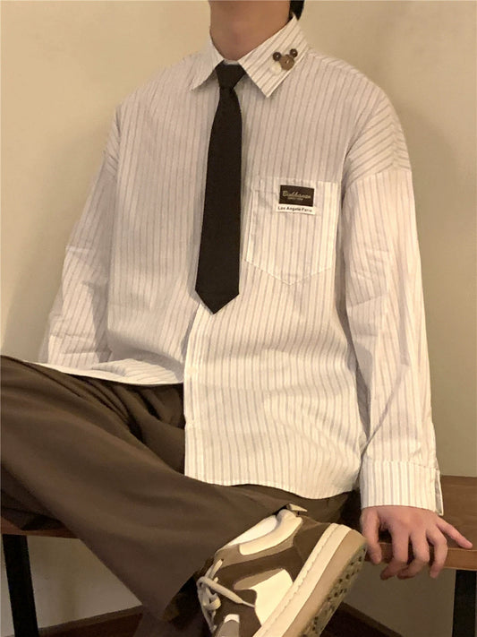 Nagawl Retro Striped Long Sleeved Shirt